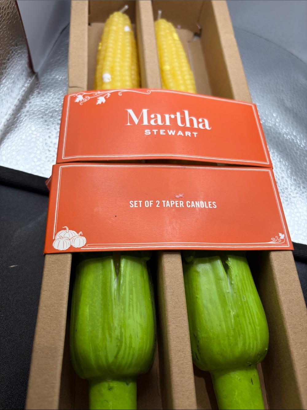 Martha Stewart Yellow and Green Corn Taper Candles - Set of 2